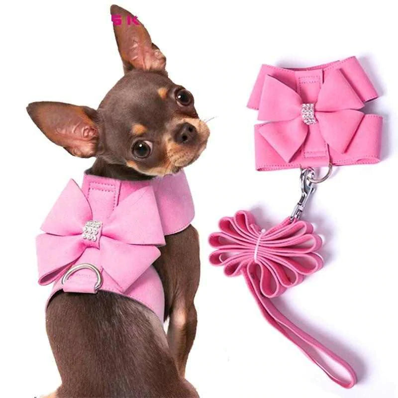 chihuahua-empire-harness-with-a-bow-tie-leash-included